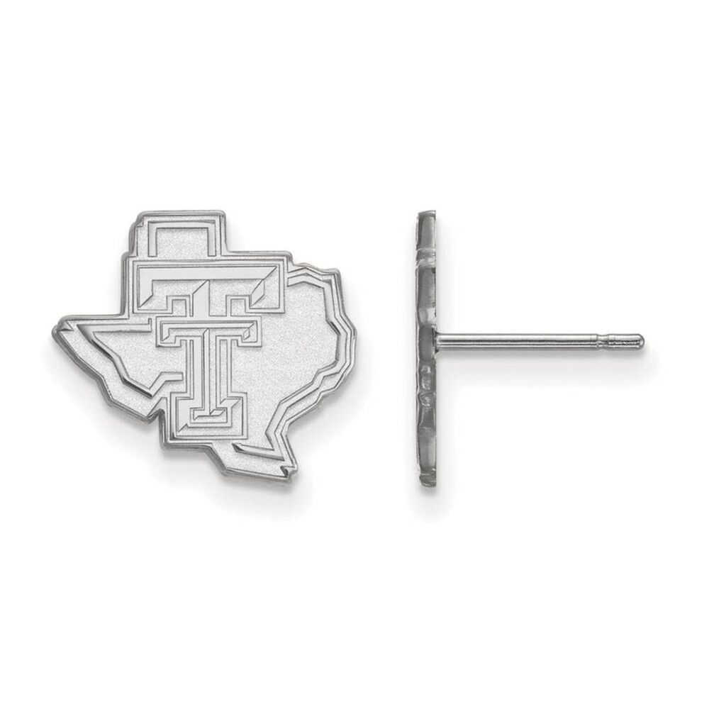 10k White Gold Texas Tech University Small Logo Post Earrings